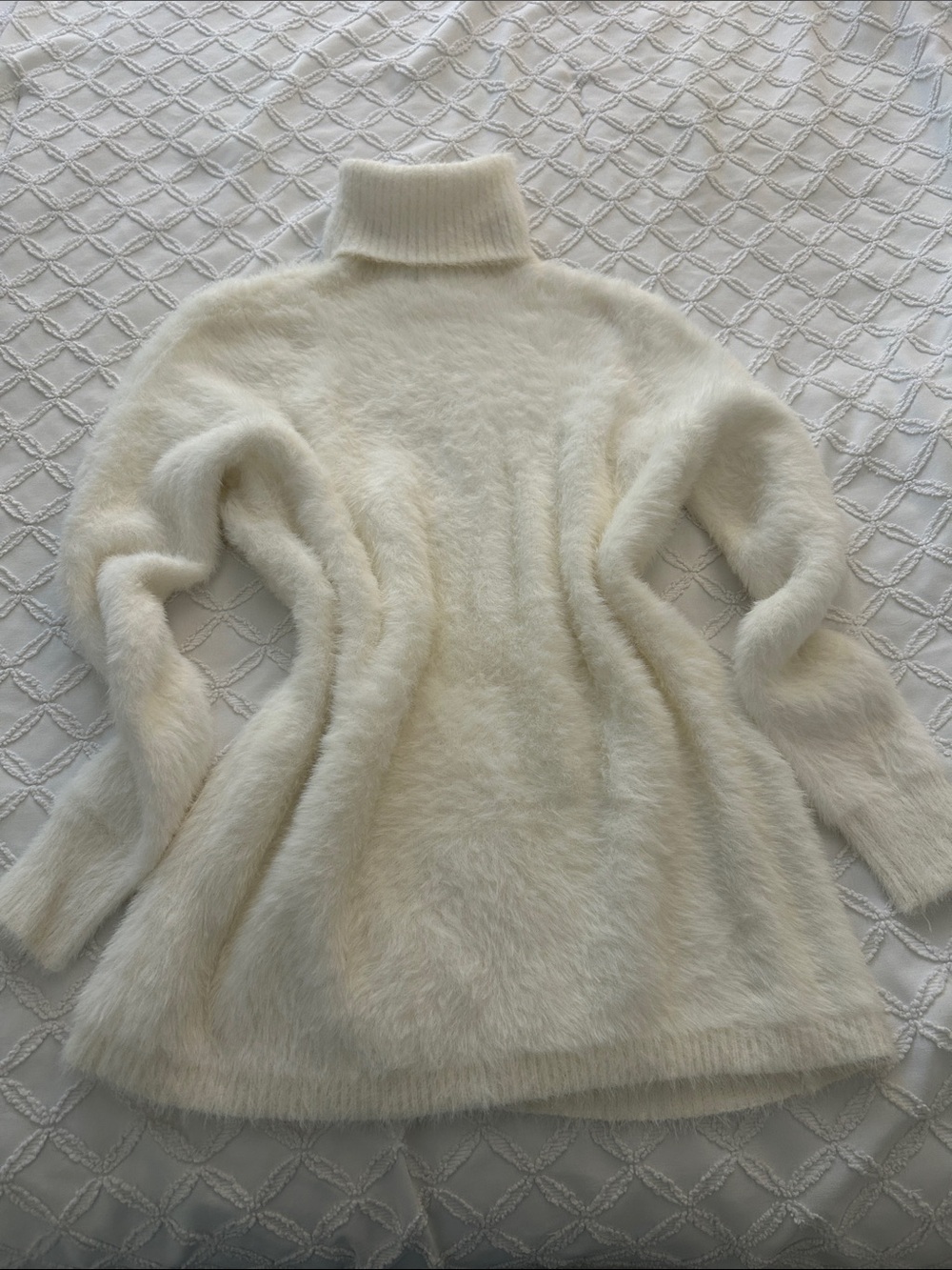 Zara Cream Fuzzy Turtleneck Sweater